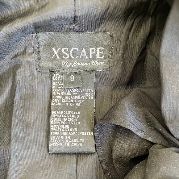 Xscape Sz 8 Vtg Elegant Dressy Ruffle Neck Fitted Velvet Blazer Jacket Luxorious - Picture 12 of 16